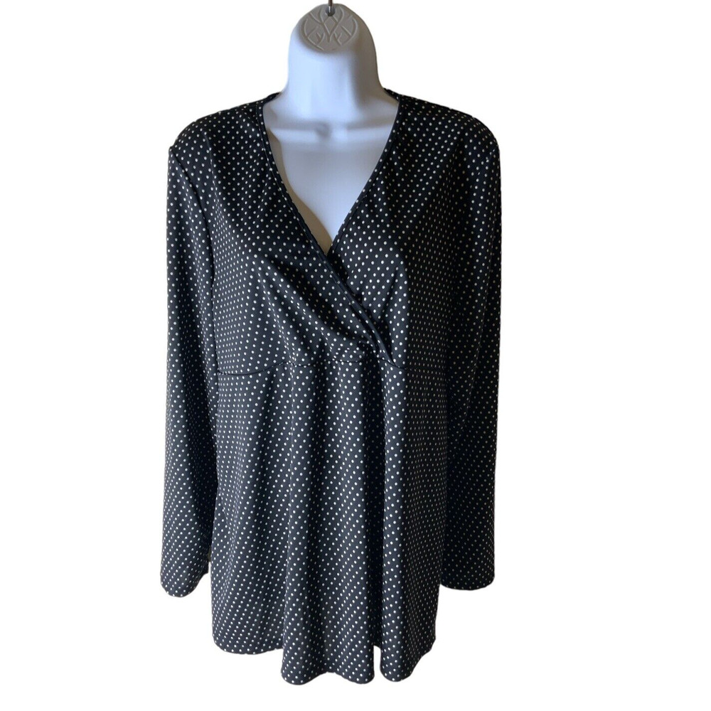 Announcements Maternity Top XL Polka Dot Wrap V Neck Long Sleeve